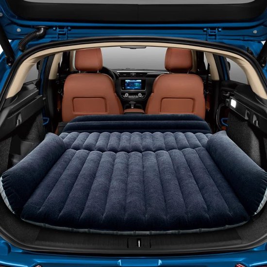 Luchtbed Auto - Opblaasbaar Bed - Kamperen Reizen - Inclusief Luchtpomp - 180x128x12 cm - Blauw