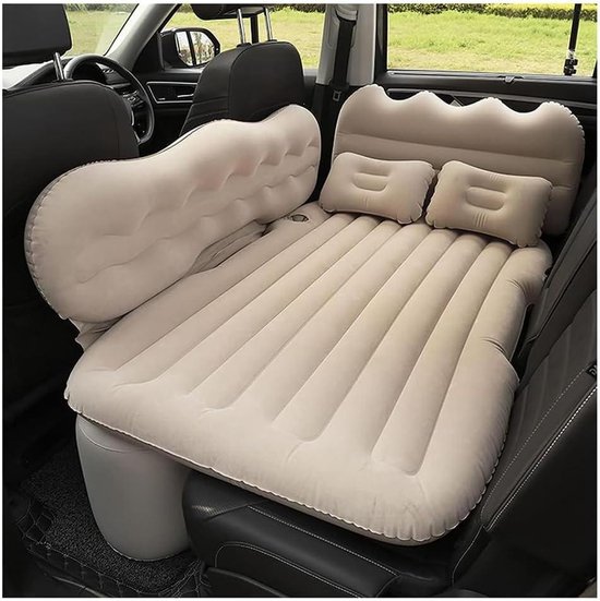 Luchtbed Auto - Reis Matras - Comfortabel Slapen - Ergonomisch Golf Design - 135x82x12 cm - Beige