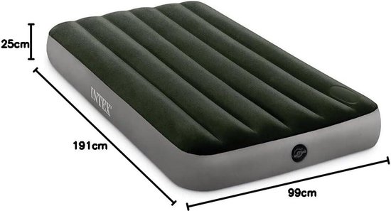 Luchtbed Downy Ingebouwde Voetpomp 1-Persoons 99cm x 191cm x 25cm - Comfortabel Slaapoppervlak van Intex