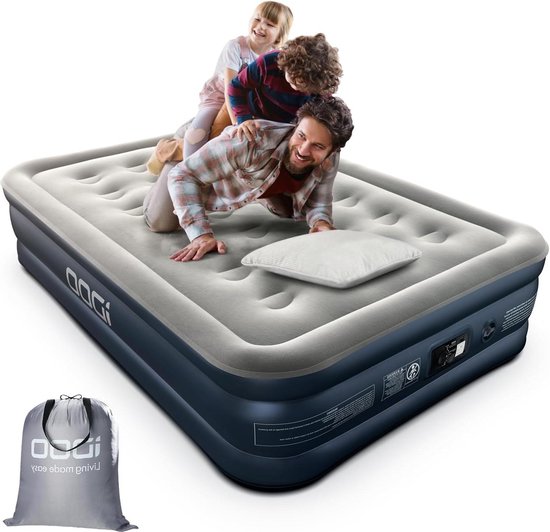 Luchtbed Dubbel formaat zelfinflatie deflatie luchtmatras met ingebouwde pomp voor thuis kamperen - 193 x 137 x 46 cm 295 kg van Merkloos