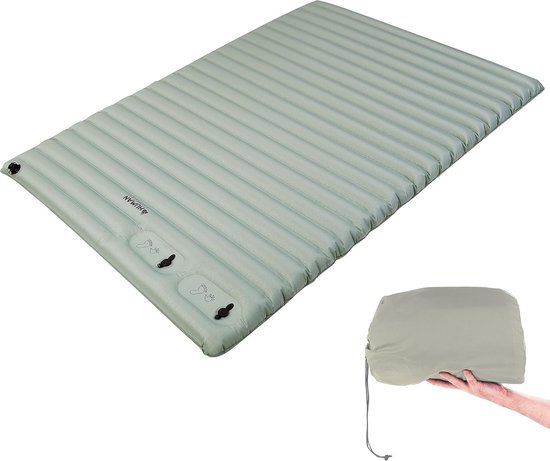 Luchtbed Dubbel - Kampeerbed Opblaasbaar - Comfortabel Slapen - Geluidsarm Materiaal - 194 x 140 x 10 cm - Groen