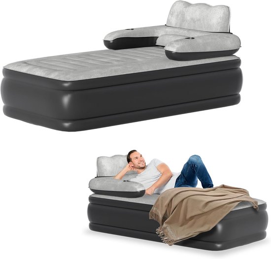 Luchtbed Eenpersoons met Ingebouwde Rugleuning en Pomp 190x100x42 cm van Merkloos
