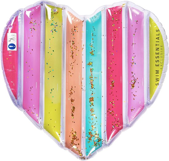 Luchtbed Hartvorm - Opblaasbaar Zwembad - Ontspannen in Water - Uniek Hart Design - 150 x 120 cm - Regenboog