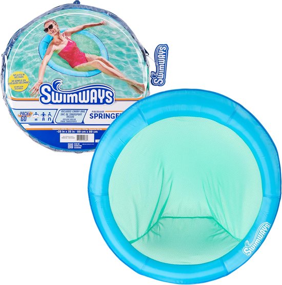 Luchtbed Lounger - Zit Zwemring - Zomerse Ontspanning - Snelle Ventilatie - Compact Opvouwbaar - Lichtblauw