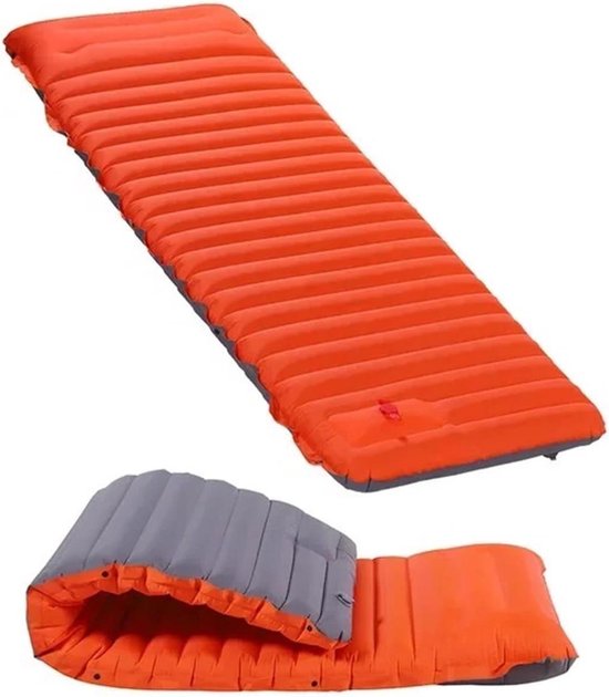 luchtbed Luchtmatras Verbreden Slaapmatje Splitsen Opblaasbaar Bed Strand Picknickmat Camping Tent Draagbaar luchtmatras(Orange With Grey)