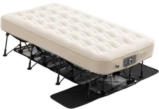 Luchtbed met Frame - Opblaasbaar 1-persoons Campingbed - Ingebouwde Pomp - 188,5 x 105 x 58 cm - Max. 136 kg - Draagbaar van Merkloos