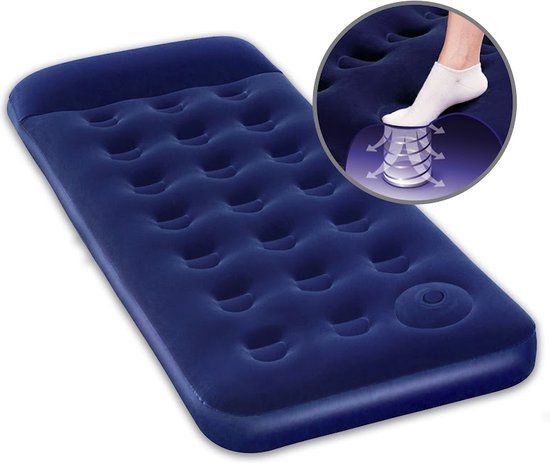 Luchtbed Met Ingebouwde Pomp - 188*99*28CM - Luchtbed 1 Persoons - Luchtbed Zelfopblaasbaar van Intex
