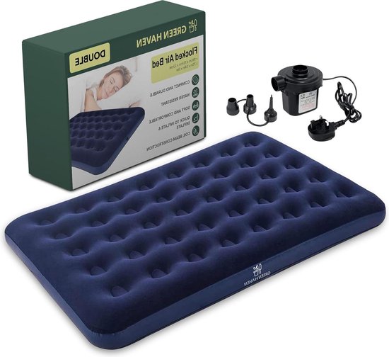 Luchtbed met ingebouwde pomp Dubbel opblaasbaar campingbed waterdicht matras met elektrische pomp-AC luchtpomp 3 sproeiers snelcampingmatras Luchtbed met ingebouwde pomp van Merkloos