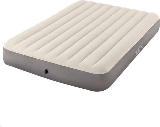 Luchtbed met ingebouwde pomp Dura-Beam-serie enkele hoge Luftbett taupe-grijs California King met comfortabele toplaag Luchtbed met ingebouwde pomp van Intex