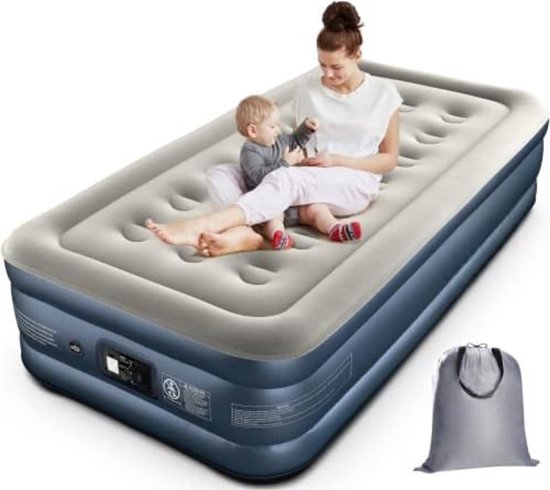 Luchtbed met Ingebouwde Pomp - Luchtbed Zelfopblaasbaar - Slaapmat Zelfopblazend - Luchtbed 1 Persoons - 188 x 99 x 38 cm, maximum 250 kg - Grijs van Liontec