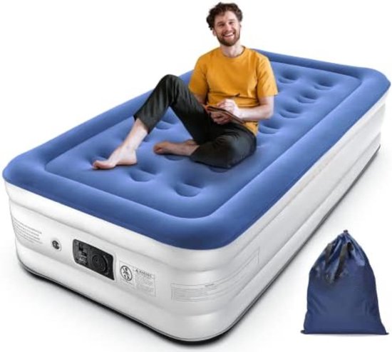 Luchtbed met Ingebouwde Pomp - Luchtbed Zelfopblaasbaar - Slaapmat Zelfopblazend - Luchtbed 1 Persoons - 188 x 99 x 46 cm, Max250 kg - Blauw van Royal Sleep