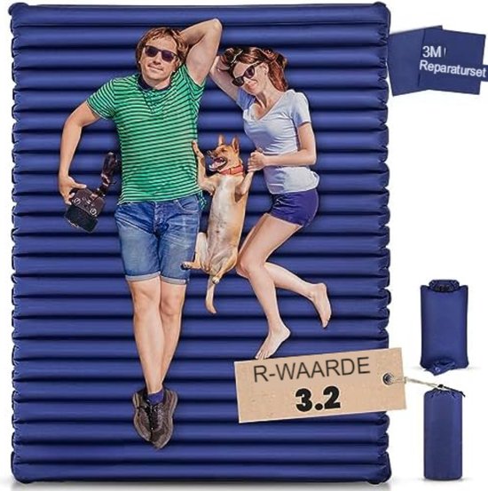 Luchtbed met Ingebouwde Pomp - Luchtbed Zelfopblaasbaar - Slaapmat Zelfopblazend - Luchtbed 2 Persoons -‎ Pomptas - XL 140 x 200 cm van Supsci