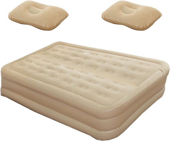 Luchtbed met Pomp - Logeerbed Opblaasbaar - Snel Slapen - Dubbele Geïntegreerde Pomp - 33x33x33 cm