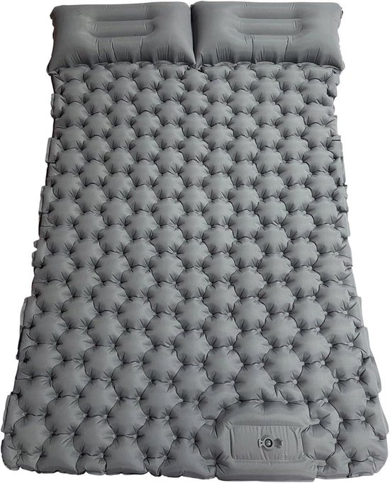 Luchtbed met Pomp - Opblaasbaar matras Kampeerbed - Kamperen en Reizen - Ingebouwde Voetpomp Snel Opgeblazen - 196x125x9 cm - Lichtgrijs