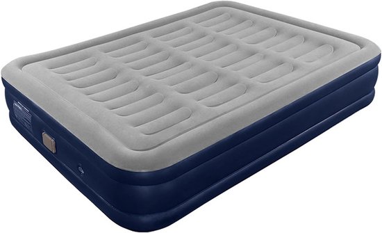 Luchtbed met Pomp - Opblaasbaar Matras - Logeren en Kamperen - Ingebouwde Oplaadbare Pomp - 200x150x40 cm - Blauw Grijs