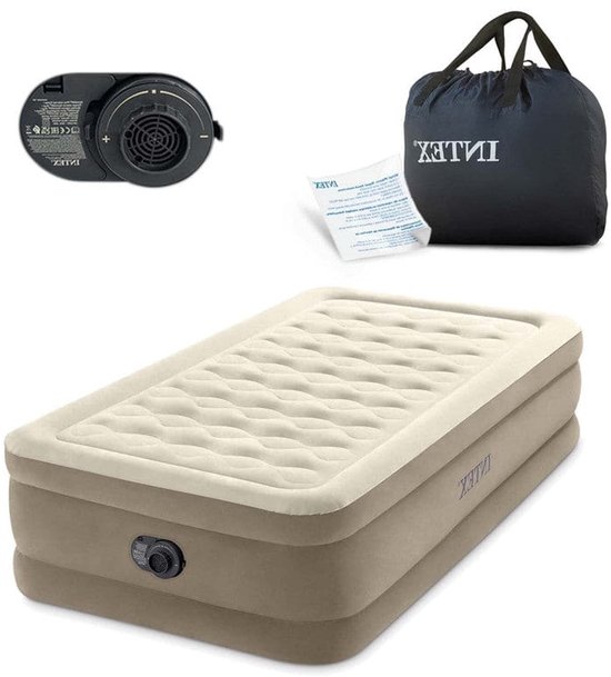 Luchtbed – Opblaasbaar Bed – Slaapmat – Luchtmatras – Opblaasbed – Ingebouwde Elektrische Pomp – 191x99x46 cm – Fiber-Tech & Dura-Beam Technologie van Merkloos