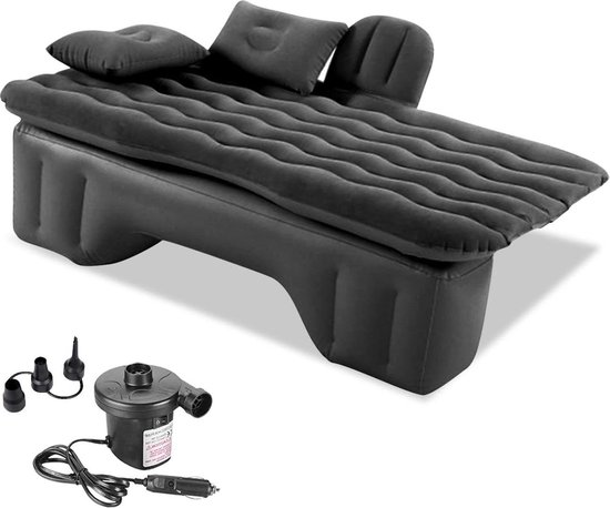 Luchtbed opblaasbaar zwart luchtmatras voor auto reizen camping - waterdicht lekvrij luchtbed kamperen wandelen zwembad strand van Pavillo