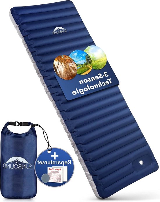 Luchtbed opblaasbare slaapmat met isolatie 12 cm dik - beste slaapcomfort - campingmatras met geïntegreerde pomp - ideaal voor kamperen roadtrips outdoor tenten van FlinQ
