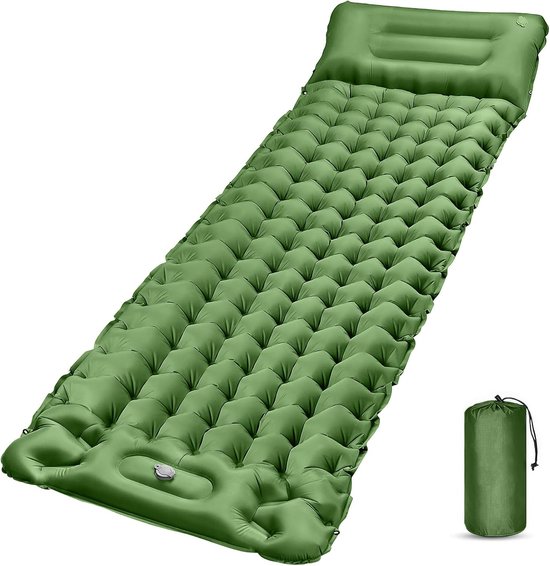 Luchtbed - Slaapmat - Campingbedje - Slaapmatten - Luchtbed met Ingebouwde Pomp - Luchtbed 1 persoons - Groen