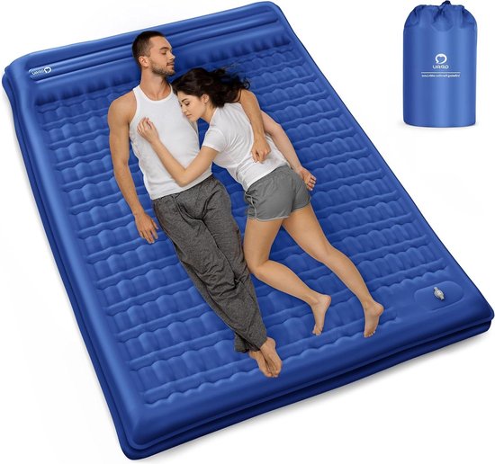 Luchtbed Slaapmat voor 2 personen - gezonde ondersteuning - met ingebouwde voetpomp - duurzaam 47 inch - kamperen wandelen backpacken thuis - blauw van Hikenture