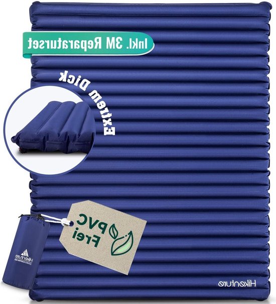 Luchtbed Slaapmat voor 2 personen ultralicht opblaasbaar campingluchtmatras-isomat klein verpakkingsformaat met pomp voor reizen outdoor wandelen strand marineblauw-pompzak XL van Merkloos