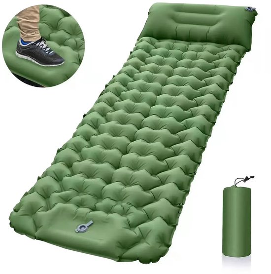 Luchtbed - Slaapmat Zelfopblazend - Camping Kampeermat - opblaasbare slaapmat met voetpomp voor kamperen, outdoor, wandelen, tent van Merkloos