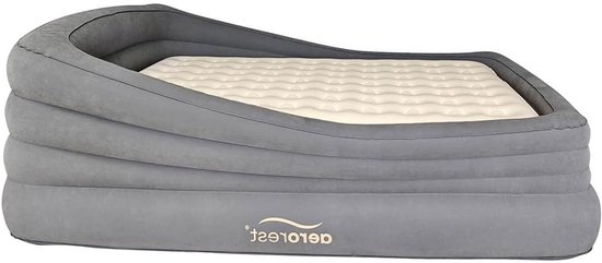 Luchtbed Tweepersoons - Opblaasbaar matras - Logees Vangnet - Splitsbaar Frame - 210 cm Lengte - Grijs