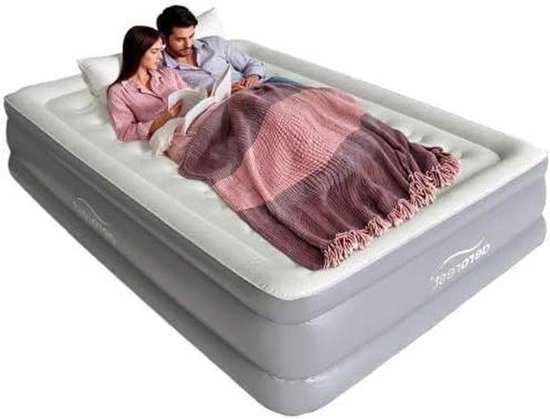 Luchtbed Tweepersoons - Opblaasbaar Matras - Logeren Thuis - Ingebouwde Elektrische Pomp - 210 cm Lengte - Grijs