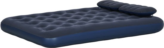 Luchtbed voor 2 personen, met handpomp, zacht en duurzaam, 203 x 152 x 22 cm, blauw