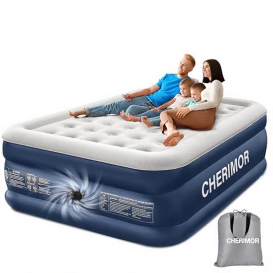 Luchtbed voor 2 Personen met Ingebouwde Pomp - Opblaasbaar Matras voor Gasten en Thuis, 203x152x46cm