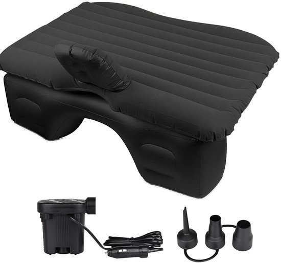 Luchtbed voor In De Auto - Opblaasbaar Autobed - Bed Voor De Achterbank - Elektrische Luchtpomp - Comfortabel Camping Slaapmatras - Luchtmatras - Snel Oppompen en Leeglopen - Zwart - 12V van Merkloos