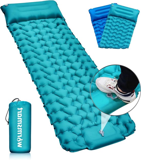 Luchtbed Zelfopblazende campingmat - verbreed en dikker - slaapkussen met ingebouwde pomp - compact en lichtgewicht - draagbaar opblaasbaar slaapmatras - buitenrugzak wandelen van LUXJET
