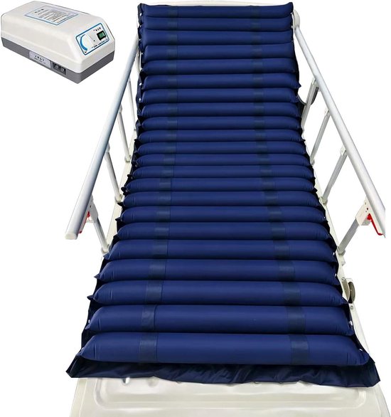 Luchtdrukmatras - Anti-decubitus matras - Drukpijn verlichten - Wisselende luchtkamers - 200 x 90 cm - Grijs
