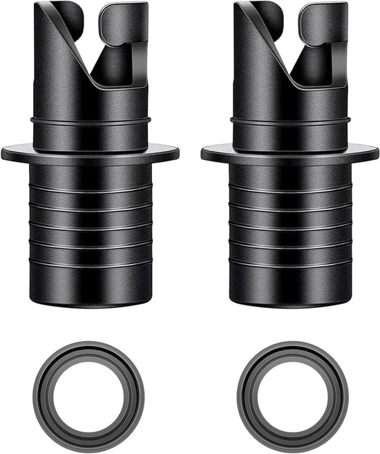 Luchtklep Adapter - Slang Adapter - Opblaasbare Boot - Dubbel Pack - Standaard Maten - Zwart van Merkloos