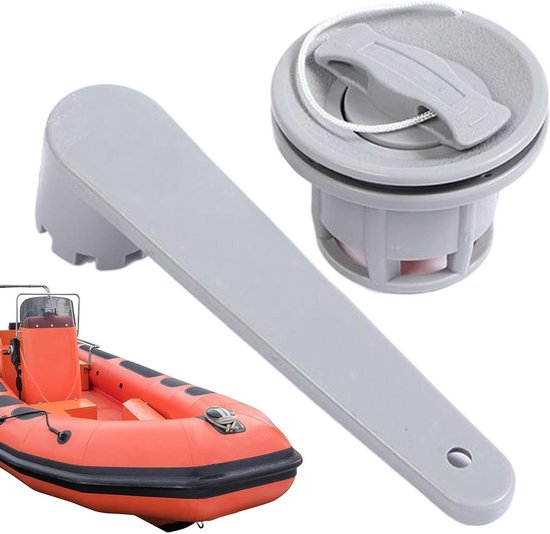 Luchtkraan Boot - Opblaasventiel - Watersport Accessoire - Dubbele Afdichting - 63 cm - Grijs