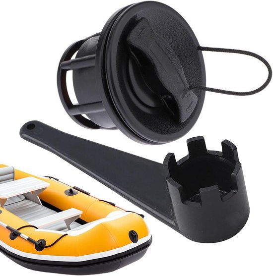 Luchtkraan Boot - Ventiel Reserveonderdeel - Water Sport - Dubbel Afdichtingsontwerp - 6.3 x 3.9 cm - Zwart