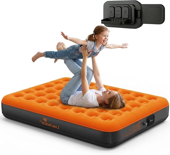 Luchtmatras 2 Personen - Opblaasbaar Logeerbed - Kamperen en Logeren - Geïntegreerde USB-pomp - 200x150x20 cm - Grijs