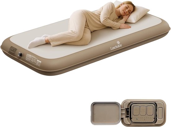 Luchtmatras - Blauw - 200 x 100 x 20 cm - Zelfopblazend met Accupomp - Voor 1 Persoon