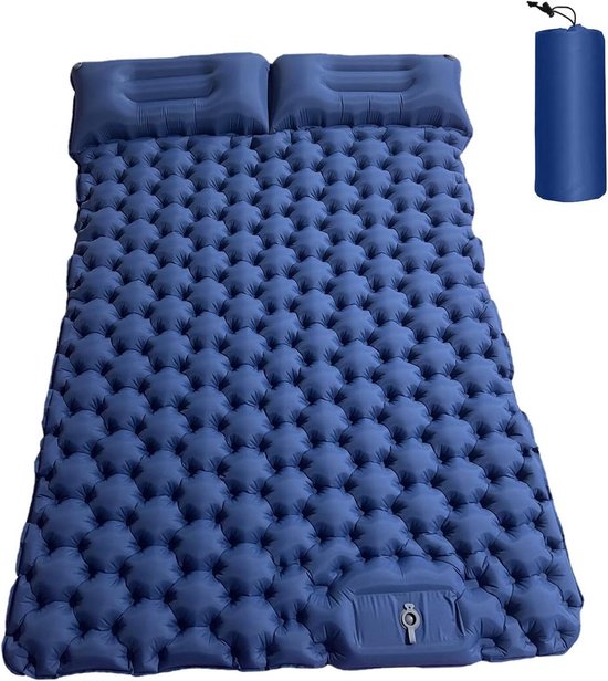 Luchtmatras - Kampeer matras - Kamperen - Voetpomp ingebouwd - 196 x 125 cm - Donkerblauw