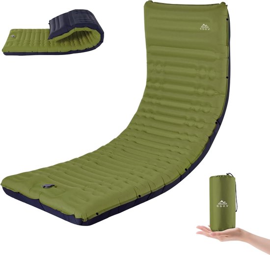 Luchtmatras kamperen, 12 cm hoogte dikte comfortabel luchtbed zelfopblazend, ultralicht waterdicht slaapmatje buiten, slaapmatje met voetpomp, draagbaar klein pakformaat, wandelen, kamperen