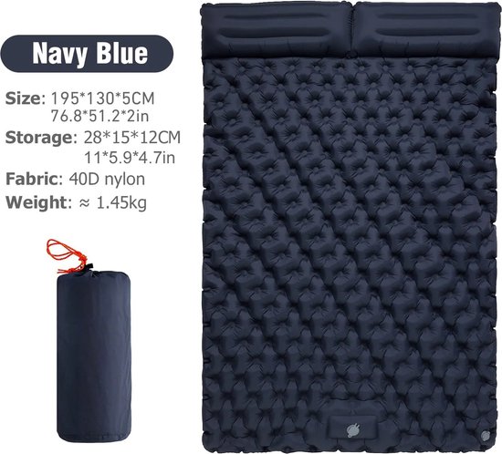 Luchtmatras - Luchtbed - 2 Persoons - Geïntegreerde Luchtpomp - Geïntegreerde Kussens - Camping - Reizen - Blauw van Merkloos