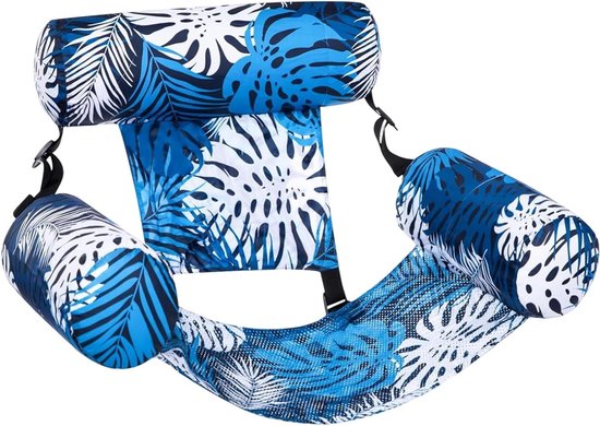 Luchtmatras met Rugleuning - Waterhangmat Zwembad - Ontspannen in Water - Draagbaar en Duurzaam - 76 x 405 cm - Blauw