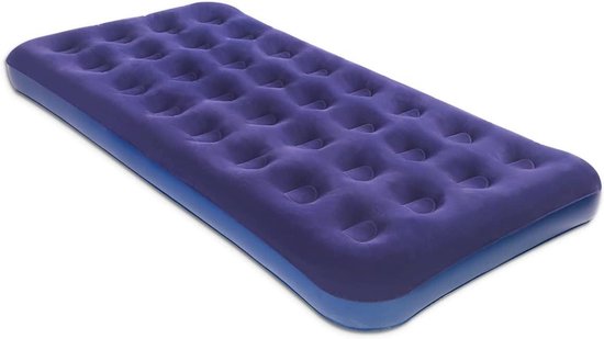 Luchtmatras - Opblaasbaar bed - Kamperen en reizen - Gevlokt vinyl oppervlak - Voor 1 persoon - Marineblauw