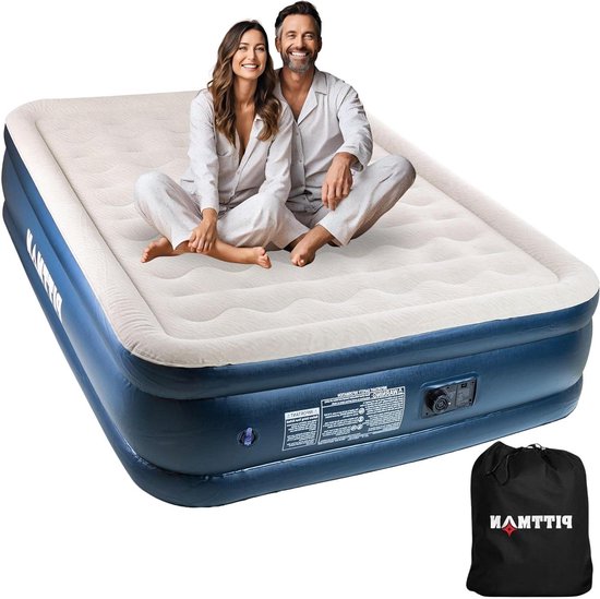 Luchtmatras Queen - Opblaasbaar Bed - Kamperen en Reizen - Ingebouwde pomp - Queen - Blauw