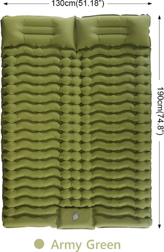 Luchtmatras - Twee persoons - Draagbaar - Compact - Opblaasventiel Voor Voetpomp - Kamperen - Reizen - Picknicken - Trekking - Auto Reis - Ingebouwde kussens - Slapen - Relaxen - Uitrusten - van Human Nature