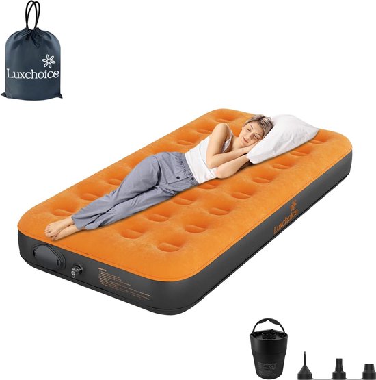 Luchtmatras, zelfopblazend, opblaasbaar matras met draagbare pomp, luchtbed, voor 1 persoon, logeerbed voor camping, reizen, wandelen, binnen van Outwell
