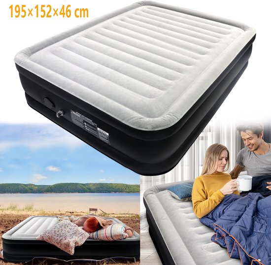 Luchtmatras, zelfopblazend, opblaasbaar matras met ingebouwde elektrische luchtpomp en tas, snel opblazen, logeerbed voor 2 personen, 195 x 152 x 46 cm van Intex