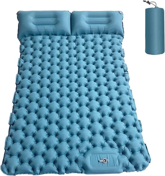 Luchtmatras Zelfopblazend - Slaapmat Kampeer - Comfortabel Buiten Slapen - Waterdicht Vochtbestendig - 196 x 125 x 9 cm - Lichtblauw van Merkloos