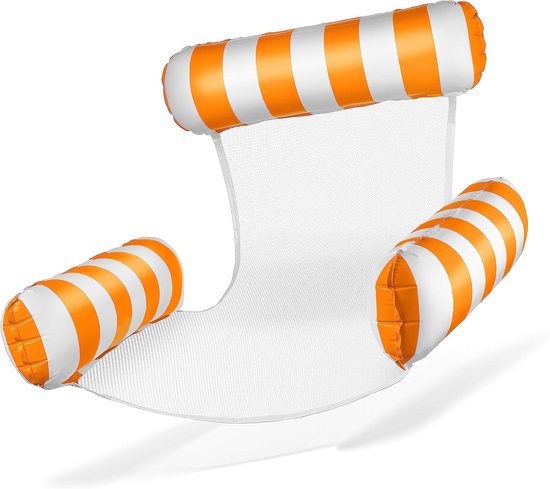 Luchtmatras Zwembad - Zwemstoel Waterstoel - Relaxen in Water - Extra Brede Zit - 150 kg Capaciteit - Oranje van Merkloos