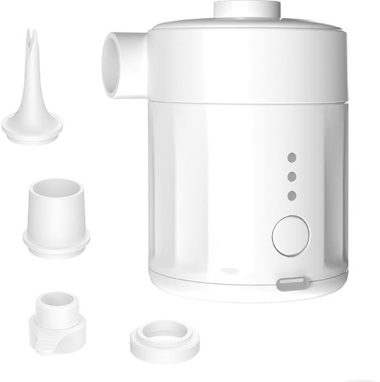 Luchtpomp-Luchtcompressor - Elektrische luchtpomp - Zwembadpomp-Draagbaar- 2-in-1-5200 mAh - 450 l/min-Oplaadbare accu - Met 4 spuitmonden en opbergtas - Snelpomp voor boot/luchtbed - wit van Merkloos